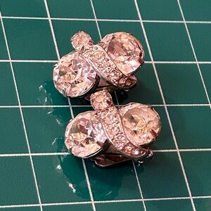 Vintage SIGNED Eisenberg Crystal Rhinestone Clip Earrings Sparkly BUTTERFLY